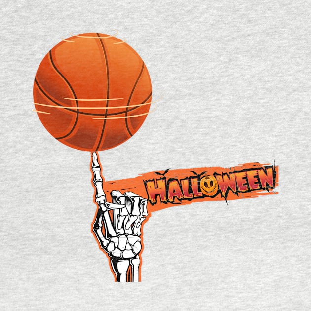 Funny Vintage Halloween Skeleton Basketball by NI78